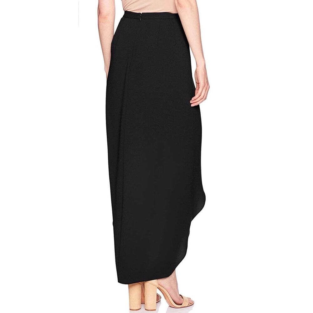 BCBG Max Azria ROXY Skirt Faux Wrap Hi Lo Drape Black Sz M Timeless - Picture 3 of 6